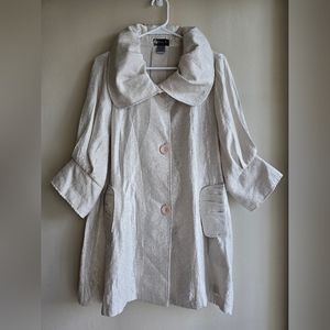 Damee Swing Jacket White Champagne Shimmery Color Women Medium Pockets Collars